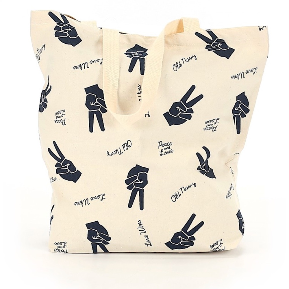 NWT Old Navy Canvas Shopping Tote with Peace Sign